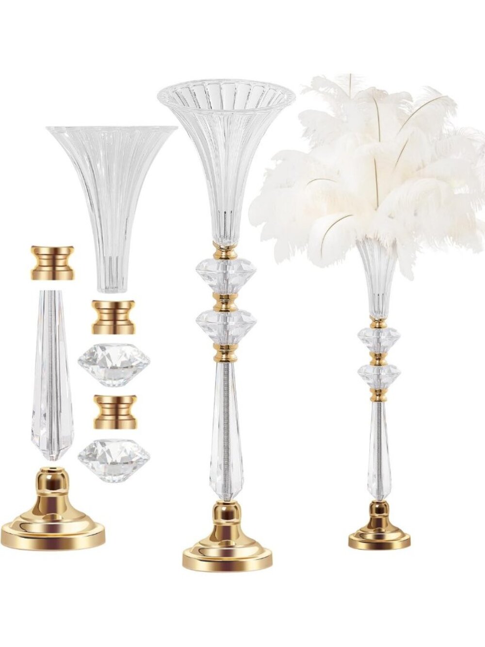 Elegant Tall Clear Acrylic Trumpet Vase for Wedding Floral Centerpiece Decor
